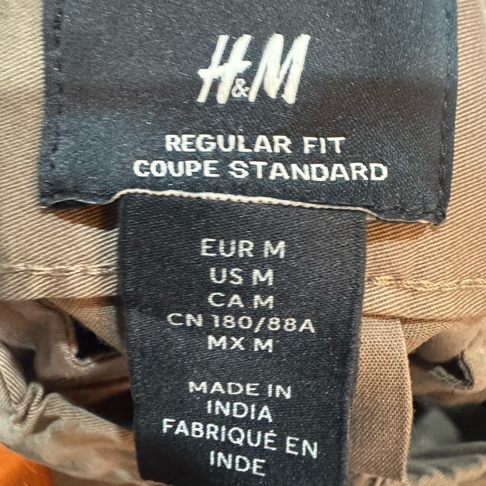 H&M Brown Cotton Stretch Flat Front Men’s Shorts Elastic Waist Casual Size M - Picture 4 of 5